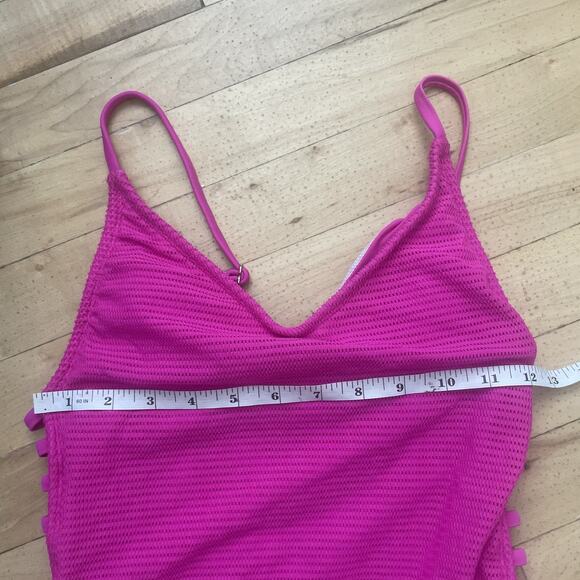 Xhilaration Mesh One Piece Swimsuit Swimwear Bathing Strappy Ladder Sides Pink S - Picture 16 of 16